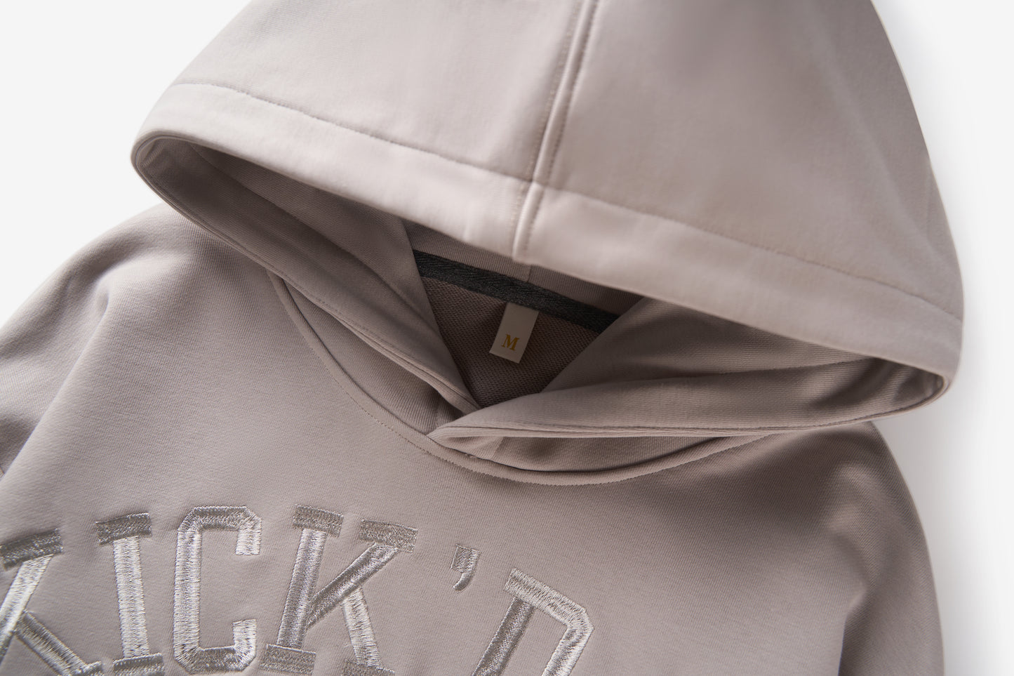 Embroidered Varsity Hoodie - Bone Grey