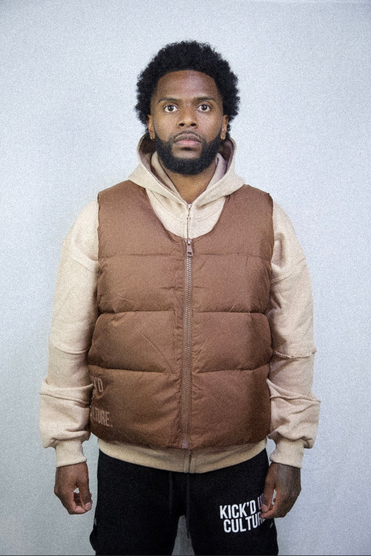 Brown puffer vest best sale